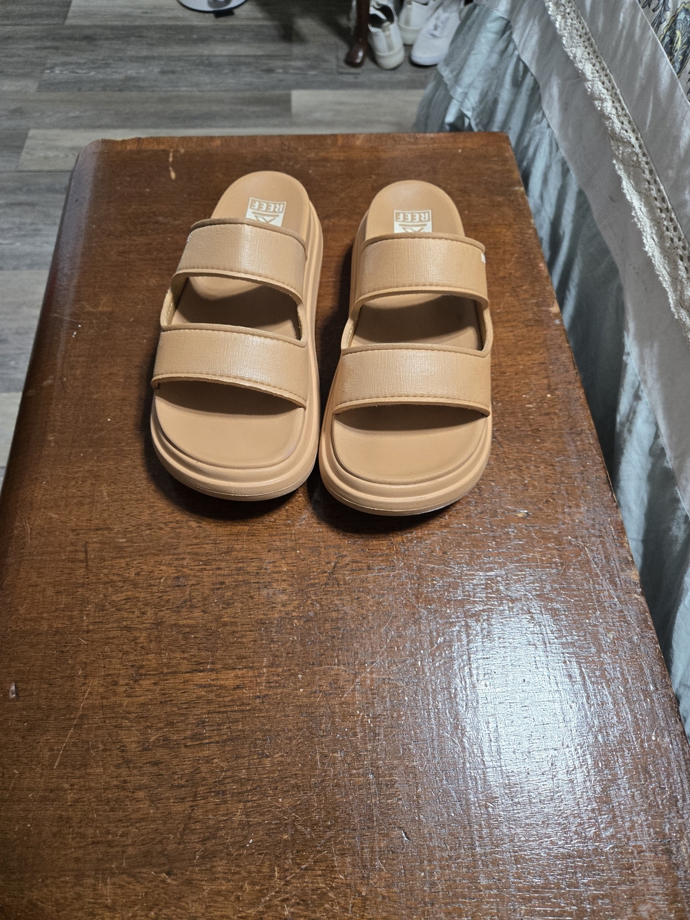 Reef Kids Tan Double-Strap Slide Sandals